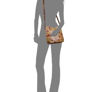 Patricia Nash Yellow and Brown Crossbody Bag with Flap-Over Closure